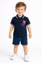Baby Boy Polo Collar Orange T-Shirt Denim Shorts 2-Piece Summer Set