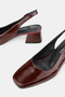 Women's Burgundy Patent Leather Genuine Natural De Leather Size 3-43 Open Back Heeled Shoes - 3