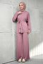 Gül Kurusu Bel Tie-Detail Tunic with Trousers Modal Set