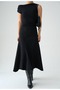 Asymmetric Collar Stretchy Draped Dress - 3