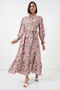 Women's Belted Hijab Dress 2589 - Pink - 3