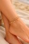 Star Detailed Double Chain Women's Anklet - Minimal and Elegant Beach Bracelet Model - 3