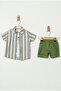Baby Boy Striped Shirt Brown Shorts 2-Piece Summer Set