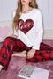 Red Plaid Piece Women's Couple Pajama Set