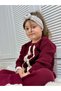 Eid girl's guipure detailed knit burgundy bottom top set - 4