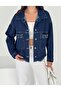 Short Denim Jacket with Stone Detail on Pockets - 3