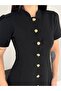 Button Detailed Steel Fabric Dress - 4
