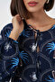Women's Patterned Hijab Dress 2594 - Navy Blue - 5