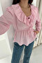Ruffle Collar Blouse with Tie Detail – Cream Charm - 7
