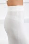 White Elastic Waistband Viscose Corded Fabric Women Knit Skirt - 6