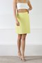 Yellow High Waist Pleated Viscose Women's Knitwear Mini Skirt - 5
