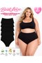 Women's Panties, Women's Plus Size High Waist Bato Panties 5-Pack Black