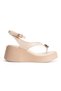 Women's Wedge Heel Flip-Flop Sandals 6343 BEIGE - 2