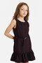 Checkered Belted Sleeveless Dress Girl G6894A826Sp - 3