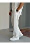 Seam Detail 100% Cotton White Sweatpants - 4