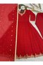 Red Faux Georgette Gown Pant & Dupatta - HRT5882 | Red - 3