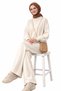 Balloon Sleeve Wide Leg Bottom Top Women's Knitwear Hijab Set - 2