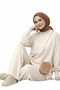 Balloon Sleeve Wide Leg Bottom Top Women's Knitwear Hijab Set - 6