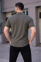 Men's Waffle Woven Open Collar Buttoned Regular Fit 2-Piece Shirt Set - Khaki - Beige - 4