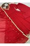 Red Faux Georgette Gown Pant & Dupatta - HRT5882 | Red - 4
