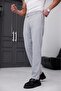 Men's Light Gray Slim Fit Stretch Fabric Side Pocket Ankle-Length Plain Fabric Trousers