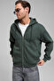 Ashby men's Hooded Zippered Pocket cord boxy fit green sweatshirt - 4