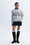 Women's gray printed bicycle collar oversize sweatshirt