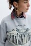 Women's gray printed bicycle collar oversize sweatshirt - 4