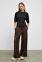 Jolieza women's crew neck puff sleeve relaxed fit black blouse - 3