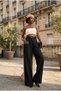 Women's Imported Doubleface Fabric Trousers K Belt I L Stretch Fabric Does Not Fade When Pulled - 3