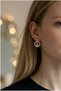 Cute Minimal Steel Earrings with Fork Spoon Model Gold Color Zircon Stone - 2