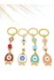 4 Pieces of Metal Fish Evil Eye Beads in Different Colors Set of Keychain , Metal Fish Keychain Pieces