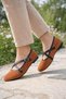 Women's Taba Suede Ballet Flats – Cross-Strapped Buckled Casual Ballet Flats Shoes - 3