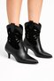 Women's Summer Laser Boots Genuine Leather Black (Black Suede) Pointed Toe Western Boots