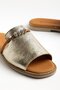 Genuine Leather Women's Flat Heels Slipper Gold Face Laser Printed - 2
