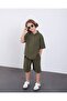 Boy's Muslin Fabric Khaki Collar Summer Suit - 4