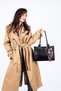 Women's Scarf Shoulder Bag , Large Size Zippered Vegan Leather Bag - 3