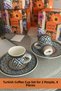 Ramazana Special Mosaic Mask Coffee Cup Set for 2 People + Gold Color 2-Tier Presentation Stand Set |   Stylish - 3