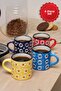 Daisy Patterned Espresso Cup Set of 4 – Ceramic Coffee Cup Turkish Coffee & Espresso Cup - 4