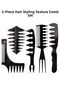 5 Pieces Black Wide Tooth Styling Texture Comb, Comb Set for Home or Professional Use