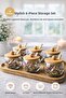 6-Piece Flower Double-Walled Glass Storage Container Set with Bamboo Lid and Spoon, Stylish Design - 2
