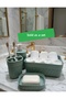 4-Piece Bathroom Set – Rattan Patterned Soap Dish, Toothbrush Holder, Liquid Soap Dispenser and Organizer Basket - 2
