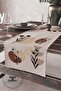 Spring Flowers Patterned Brown Lines Patterned Digital Printed Decorative Runner - 6