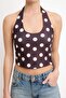 Brown Polka Dot Pack Fitted/Body-Fitting Heart Neckline Satin Knitted Blouse Twoss26Bz00429 - 5