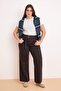 Kahverengi Yüksek Bel Kemer Detaylı %100 Pamuk Non-Stretch Wide Leg/Geniş Paça Jeans TBBSS26CJ00017