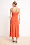 Turuncu Halter Yaka Shift/Düz Kesim Maxi Örme Elbise TPRSS26EL00063 - 4