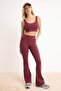 Bordo Fırçalı Soft Kumaş Destekli/Şekillendirici Kalın Askılı Örme Spor Sütyeni THMSS24SS00008 - 2