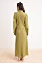 Textured Fabric Maxi Woven Hijab Dress with Khaki Gold Accessories Tctss26Eb00070 - 4
