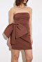 Limited Edition Kahverengi Drape Fiyonk Detaylı Poplin Dokuma Kısa / Mini Elbise TPRSS26EL00105 - 5