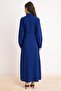 Cobalt Blue Side Tie Skirt, Open Waist Maxi Woven Hijab Dress Tctss26Eb00083 - 4
